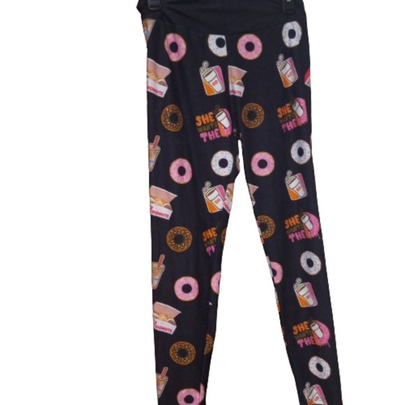Donut Coffee Womens OS Leggings Pants She Wants The D - Picture 1 of 6